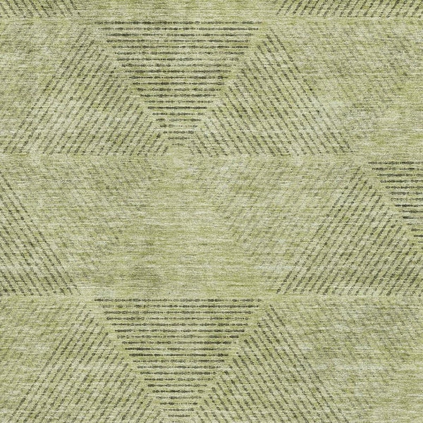 HomeRoots 10' X 14' Artichoke Green Geometric Area Rug - Stylish, Washable, UV Protected for High-Traffic Spaces 664834