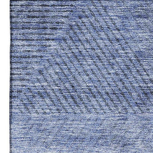 HomeRoots 5' X 8' Blue and Gray Geometric Area Rug - Washable, Stain-Resistant, UV Protected for High Traffic Areas 664836
