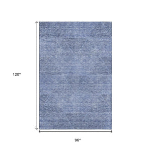 HomeRoots 8' X 10' Stylish Blue and Gray Geometric Washable Area Rug with UV Protection for Busy Homes 664838