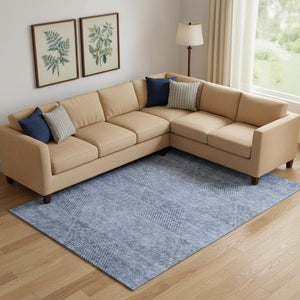 HomeRoots 8' X 10' Stylish Blue and Gray Geometric Washable Area Rug with UV Protection for Busy Homes 664838