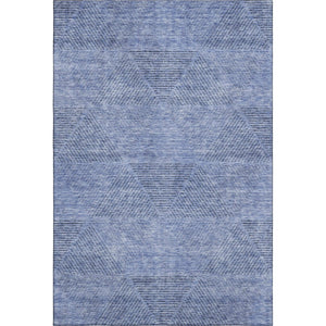 HomeRoots 9' X 12' Stylish Blue and Gray Geometric Washable Area Rug with UV Protection for Modern Spaces 664839
