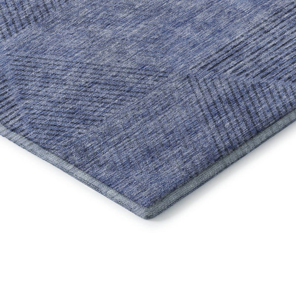 HomeRoots 9' X 12' Stylish Blue and Gray Geometric Washable Area Rug with UV Protection for Modern Spaces 664839