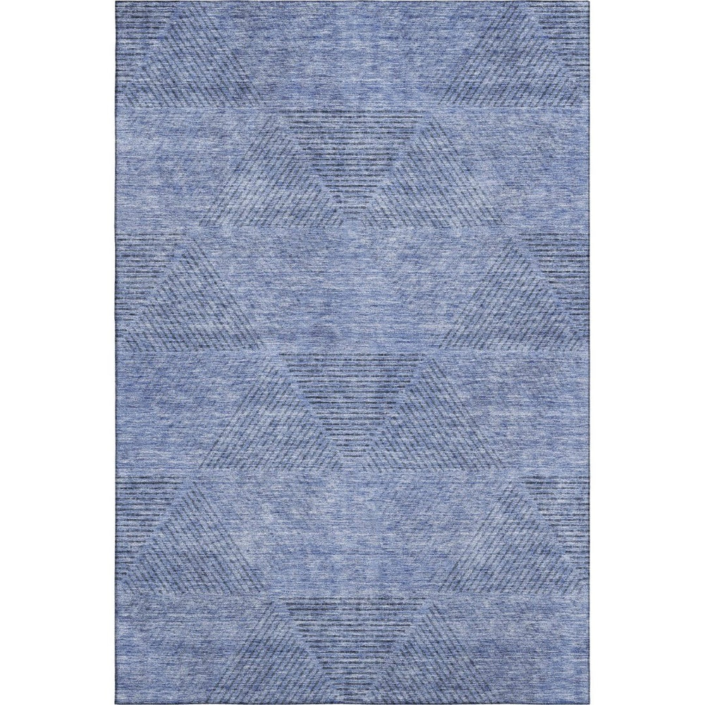 HomeRoots 10' X 14' Blue and Gray Geometric Area Rug - Washable, UV Protected, Ideal for Kids & Pets' Homes 664840