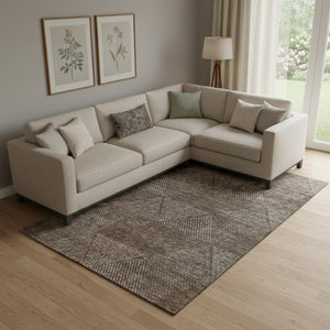 HomeRoots 8' X 10' Brown and Taupe Geometric Area Rug - Washable, UV Protected, Durable for Busy Homes! 664844