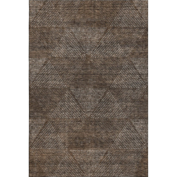 HomeRoots 8' X 10' Brown and Taupe Geometric Area Rug - Washable, UV Protected, Durable for Busy Homes! 664844