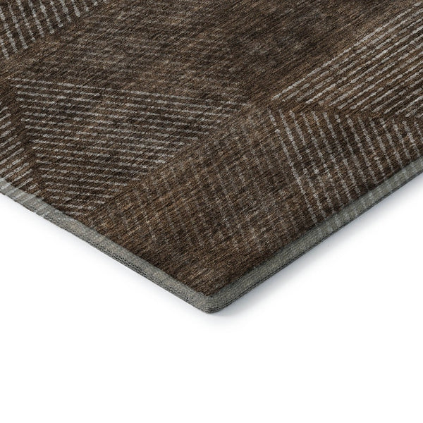 HomeRoots 8' X 10' Brown and Taupe Geometric Area Rug - Washable, UV Protected, Durable for Busy Homes! 664844