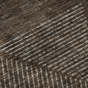 HomeRoots 8' X 10' Brown and Taupe Geometric Area Rug - Washable, UV Protected, Durable for Busy Homes! 664844