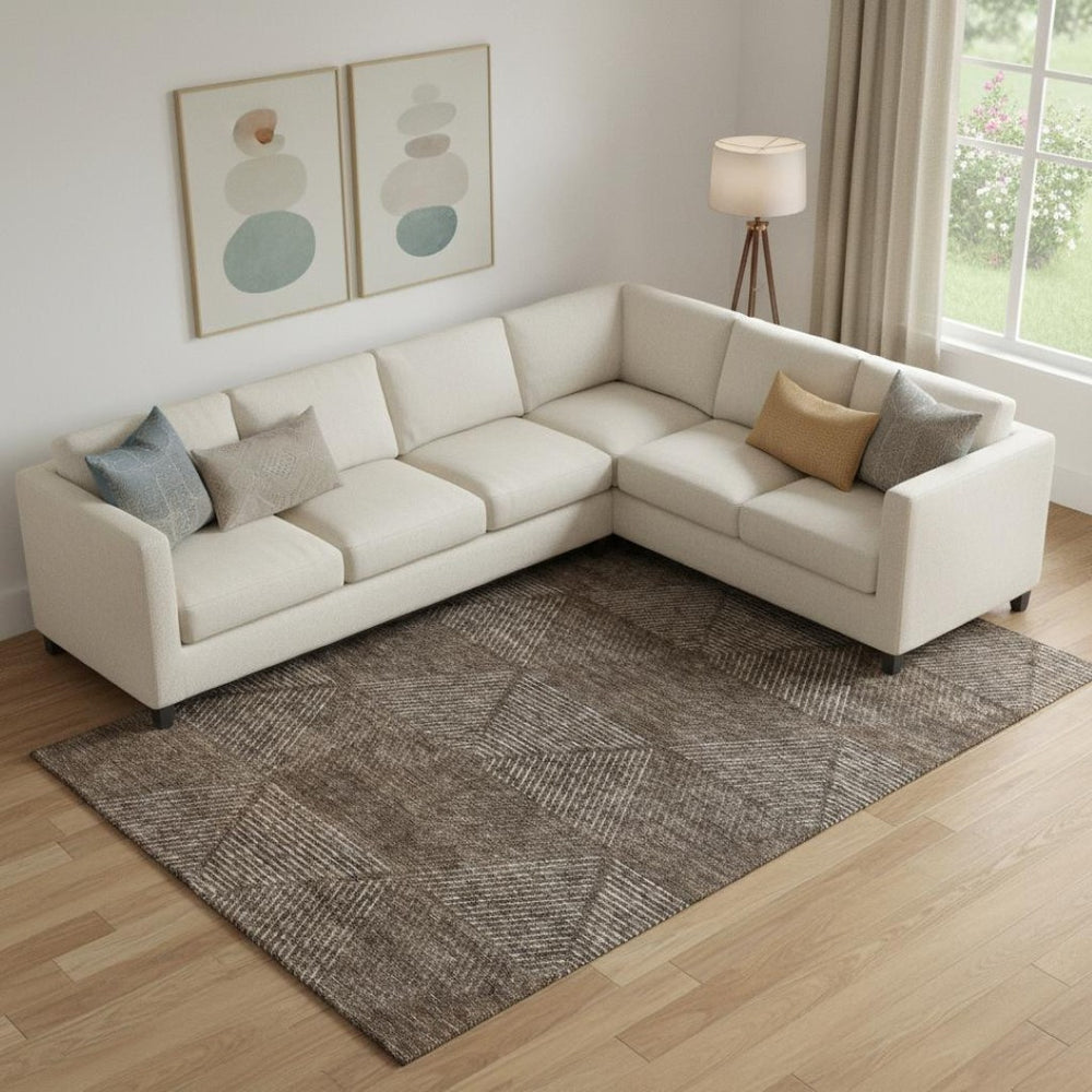 HomeRoots 9' X 12' Brown And Taupe Geometric Area Rug - Washable, UV Protected, Ideal for Busy Homes & Patios 664845