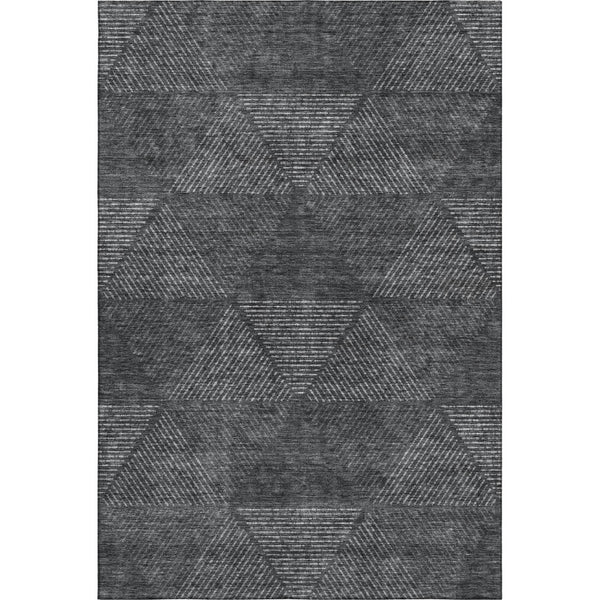 HomeRoots 10' X 14' Charcoal & Silver Geometric Washable Area Rug - Stylish, Durable, UV Protected Design! 664852