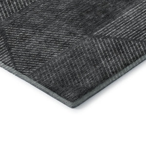 HomeRoots 10' X 14' Charcoal & Silver Geometric Washable Area Rug - Stylish, Durable, UV Protected Design! 664852