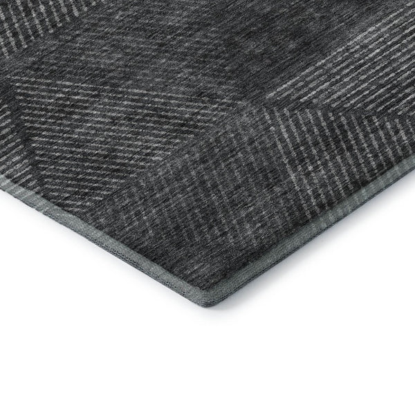 HomeRoots 10' X 14' Charcoal & Silver Geometric Washable Area Rug - Stylish, Durable, UV Protected Design! 664852