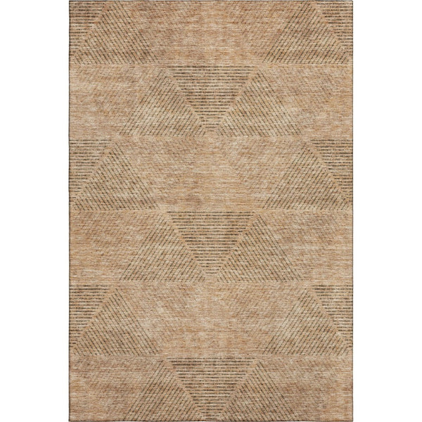 HomeRoots 8' X 10' Contemporary Copper & Brown Geometric Washable Area Rug with Stain and UV Protection 664856