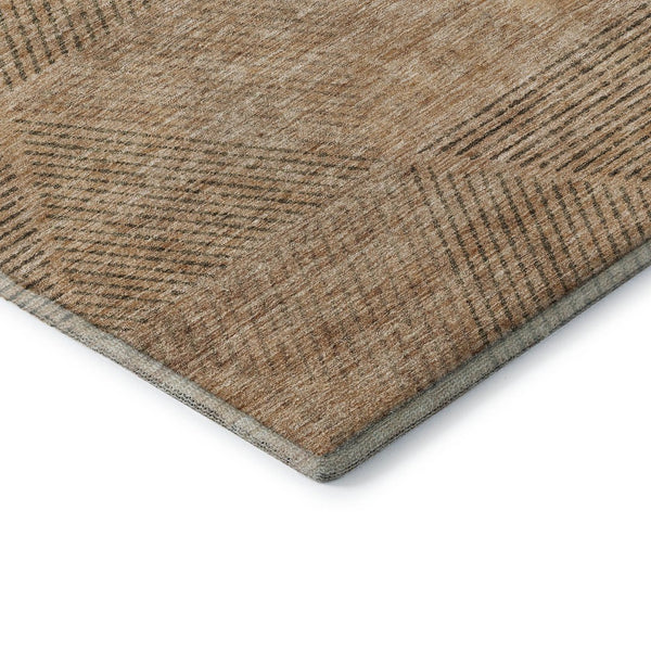 HomeRoots 8' X 10' Contemporary Copper & Brown Geometric Washable Area Rug with Stain and UV Protection 664856