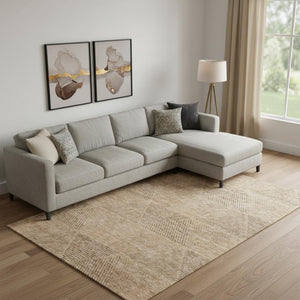 HomeRoots 8' X 10' Contemporary Copper & Brown Geometric Washable Area Rug with Stain and UV Protection 664856