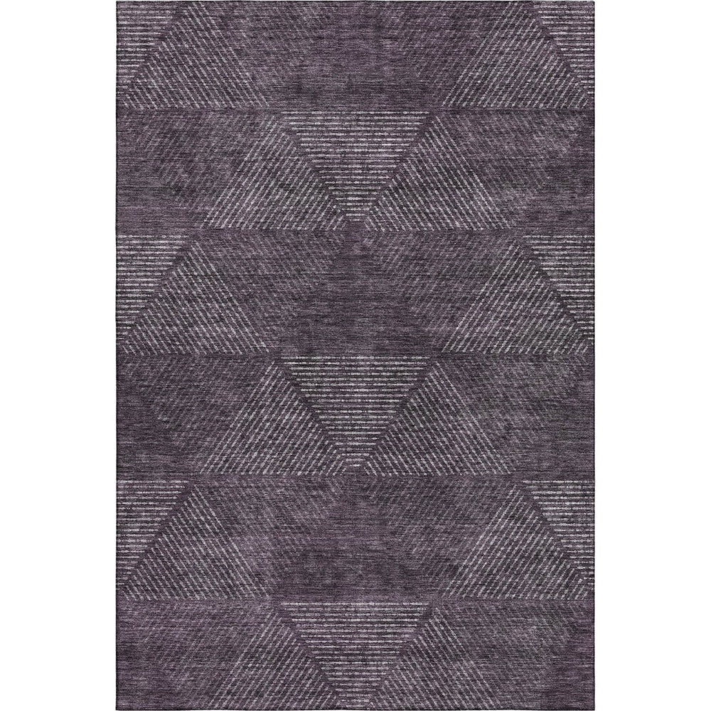 HomeRoots 5' X 8' Eggplant and Gray Geometric Area Rug – Stylish, Washable, UV Protected, Perfect for Homes! 664860