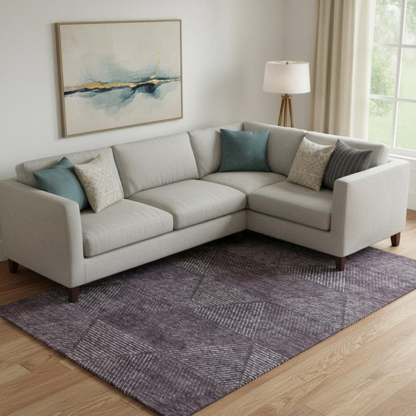 HomeRoots 8' X 10' Bold Eggplant & Gray Geometric Washable Area Rug with UV Protection for High-Traffic Spaces 664862