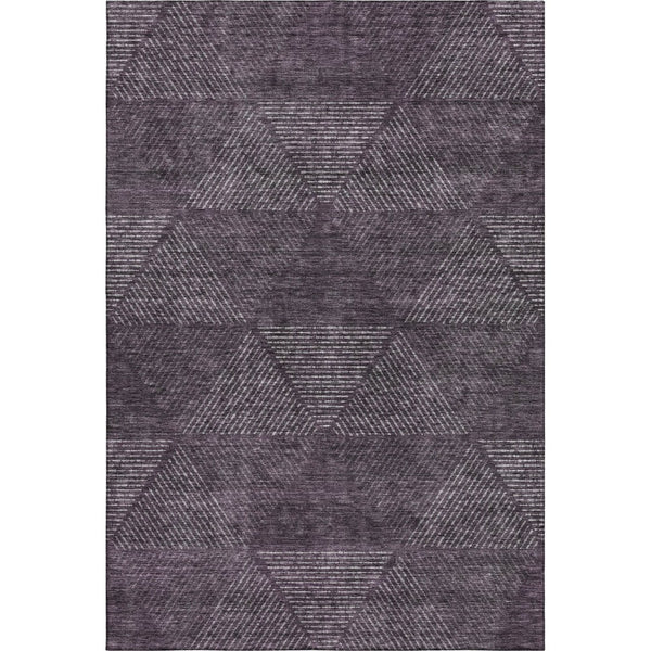 HomeRoots 8' X 10' Bold Eggplant & Gray Geometric Washable Area Rug with UV Protection for High-Traffic Spaces 664862