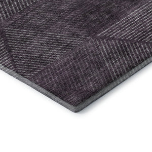 HomeRoots 8' X 10' Bold Eggplant & Gray Geometric Washable Area Rug with UV Protection for High-Traffic Spaces 664862