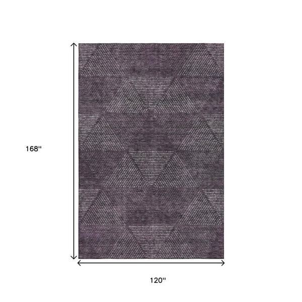 HomeRoots 10' X 14' Stylish Eggplant & Gray Geometric Area Rug - UV Protected, Stain-Resistant, Pet-Friendly! 664864