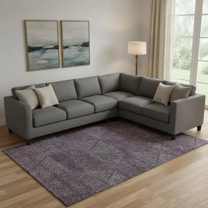 HomeRoots 10' X 14' Stylish Eggplant & Gray Geometric Area Rug - UV Protected, Stain-Resistant, Pet-Friendly! 664864