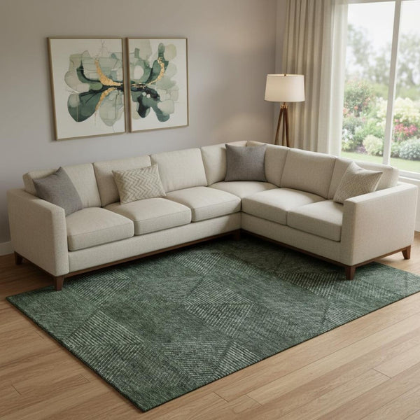 HomeRoots 9' X 12' Washable Area Rug in Fern Green & Emerald – Soft, Stain-Resistant, UV-Protected Comfort! 664869