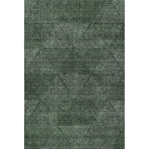 HomeRoots 10' X 14' Stylish Fern Green Geometric Area Rug – Washable, UV Protected, Perfect for Family Spaces! 664870