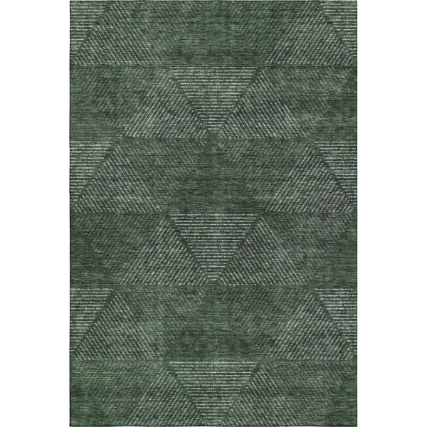 HomeRoots 10' X 14' Stylish Fern Green Geometric Area Rug – Washable, UV Protected, Perfect for Family Spaces! 664870