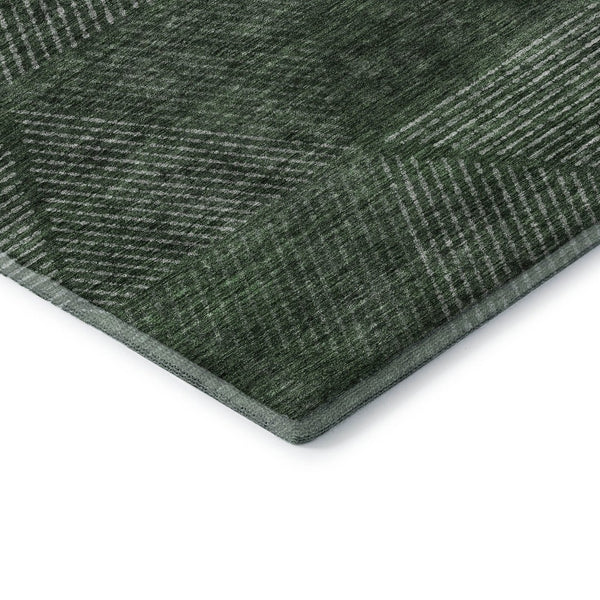 HomeRoots 10' X 14' Stylish Fern Green Geometric Area Rug – Washable, UV Protected, Perfect for Family Spaces! 664870