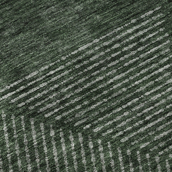 HomeRoots 10' X 14' Stylish Fern Green Geometric Area Rug – Washable, UV Protected, Perfect for Family Spaces! 664870