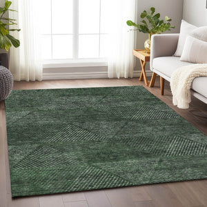 HomeRoots 10' X 14' Stylish Fern Green Geometric Area Rug – Washable, UV Protected, Perfect for Family Spaces! 664870