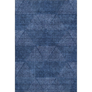 HomeRoots 5' X 8' Navy Blue & Ivory Geometric Area Rug - Washable, UV-Protected, Durable & Stylish Design 664872