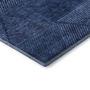 HomeRoots 5' X 8' Navy Blue & Ivory Geometric Area Rug - Washable, UV-Protected, Durable & Stylish Design 664872