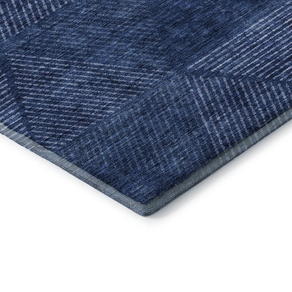 HomeRoots 5' X 8' Navy Blue & Ivory Geometric Area Rug - Washable, UV-Protected, Durable & Stylish Design 664872