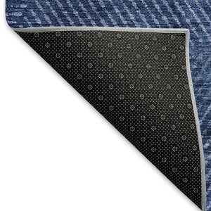 HomeRoots 8' X 10' Navy Blue & Ivory Geometric Washable Area Rug - Stain Resistant with UV Protection & Style 664874