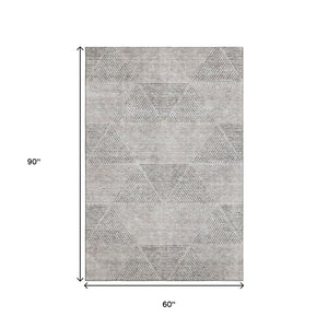 HomeRoots 5' X 8' Stylish Taupe & Ivory Geometric Area Rug – Washable, UV Protected, Perfect for High Traffic Areas 664878