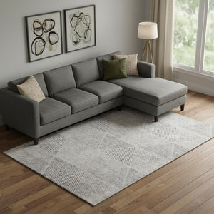 HomeRoots 8' X 10' Stylish Taupe & Ivory Geometric Area Rug – Washable, UV Protected, Perfect for Busy Homes! 664880