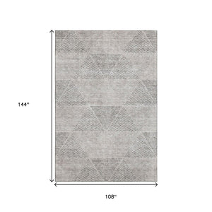 HomeRoots 9' X 12' Taupe and Ivory Geometric Area Rug - Washable, UV Protected, Perfect for Busy Homes! 664881