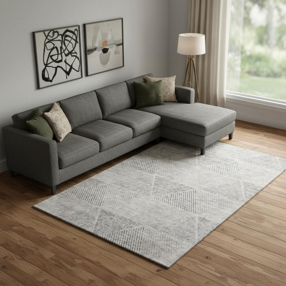 HomeRoots 9' X 12' Taupe and Ivory Geometric Area Rug - Washable, UV Protected, Perfect for Busy Homes! 664881