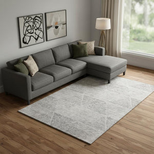 HomeRoots 9' X 12' Taupe and Ivory Geometric Area Rug - Washable, UV Protected, Perfect for Busy Homes! 664881