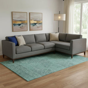 HomeRoots 8' X 10' Stylish Teal and Gray Geometric Washable Area Rug - Durable, UV Protected, Modern Design 664886