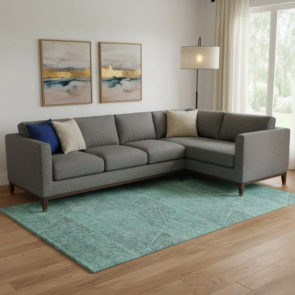 HomeRoots 8' X 10' Stylish Teal and Gray Geometric Washable Area Rug - Durable, UV Protected, Modern Design 664886