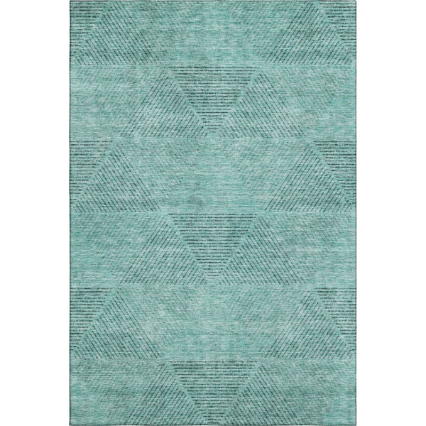 HomeRoots 8' X 10' Stylish Teal and Gray Geometric Washable Area Rug - Durable, UV Protected, Modern Design 664886