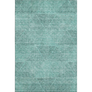 HomeRoots 9' X 12' Teal and Gray Geometric Area Rug - Durable, Stain-Resistant, UV-Protected for Modern Spaces 664887