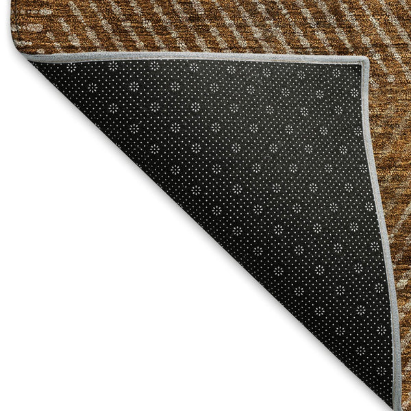 HomeRoots 8' Stylish Geometric Washable Round Rug in Terra Cotta, Beige & Gray with UV Protection & Durability 664891