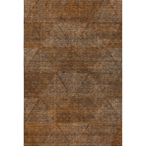 HomeRoots 8' X 10' Contemporary Geometric Area Rug in Terra Cotta, Beige & Gray – Washable & UV Protected! 664892
