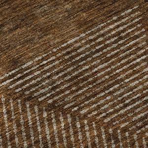HomeRoots 8' X 10' Contemporary Geometric Area Rug in Terra Cotta, Beige & Gray – Washable & UV Protected! 664892