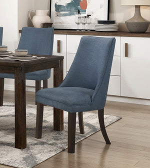 English Elm 7pc Modern Dining Set Acacia Wood Table Six Upholstered Chairs Dark Walnut Finish B011S01510