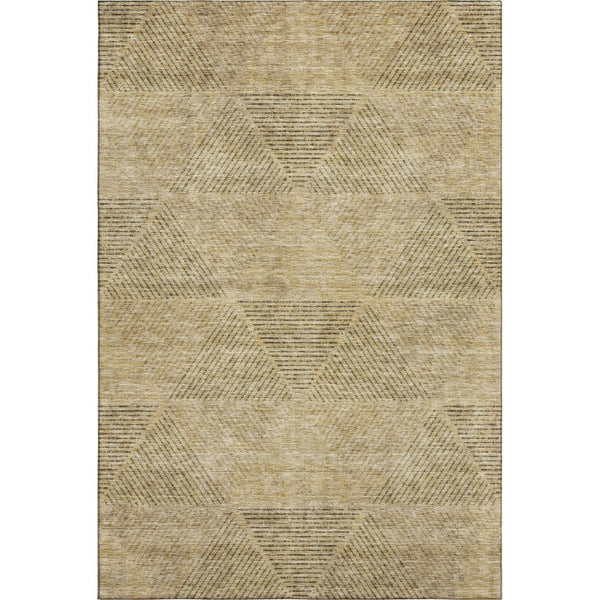 HomeRoots 10' X 14' Wheat and Beige Geometric Area Rug - Durable, Washable, UV-Protected for Modern Spaces 664900