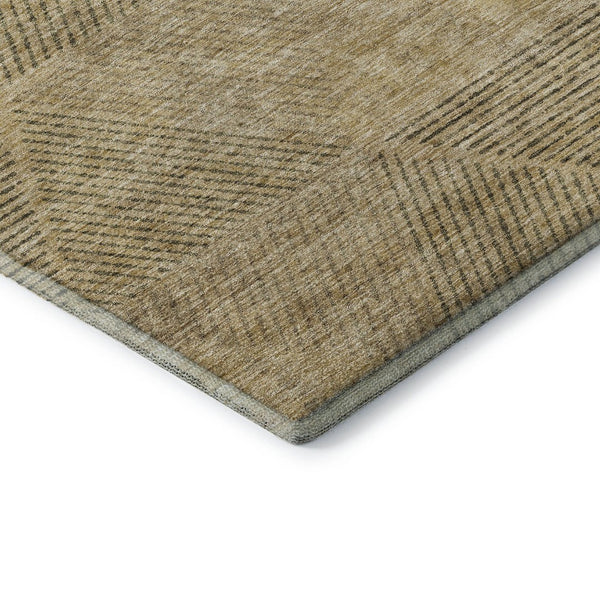 HomeRoots 10' X 14' Wheat and Beige Geometric Area Rug - Durable, Washable, UV-Protected for Modern Spaces 664900