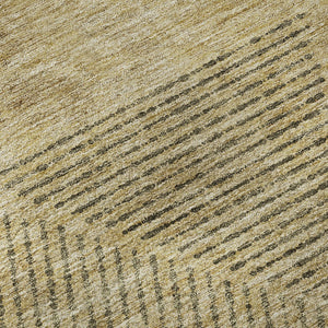 HomeRoots 10' X 14' Wheat and Beige Geometric Area Rug - Durable, Washable, UV-Protected for Modern Spaces 664900